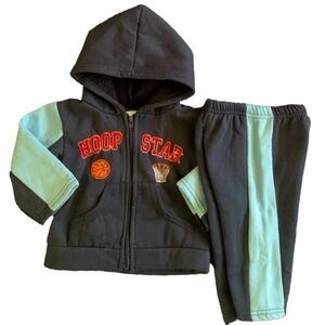 Coney Isle Hoop Star Blue Hooded Fleece Sweatsuit Size 3/6 Months